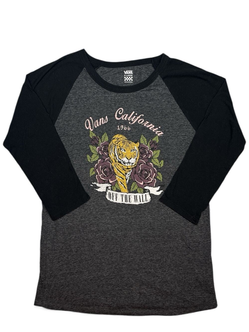 Vans Women’s XL Long Sleeve Used Tiger Floral Graphic Off The Wall fitted